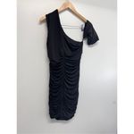 AQUA Mini Dress Size Medium Black Ruched One Shoulder Cocktail Party NWT Photo 4
