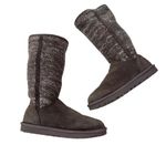 UGG  Australia Camaya Leather Suede Sweater Boot Sequins Mid-Calf Gray Size 7 Photo 4