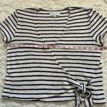 Madewell Texture & Thread Short-Sleeve Wrap Top in Stripe Black White S Photo 10