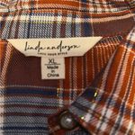 Linda Anderson plaid with crochet long sleeve button down shirt size xl Photo 5
