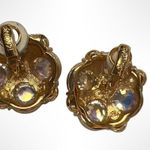 Swavorski Swarovski Signed Warm Golden Aurora Borealis Crystal Earrings Huge Photo 2