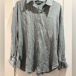 ZARA Light Green Button-Up Open Back Shirt Size M Photo 0