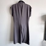 Halston Heritage 100% Silk Draped Faux Wrap Dress Gray Size 6 Photo 7