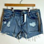 Others Follow  ladies cut off distressed denim shorts with beaded sides size 30 Photo 0