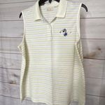 Disney Vintage  Epcot Pro Women's XL White Striped Golf Polo Shirt Mickey Mouse Photo 0