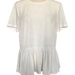 Hinge White Triple Tie Back Blouse Size Small Peplum Chic Photo 0