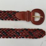 Anthropologie Vintage Braided Multicolor Leather Belt Rounded Buckle Brown Large Photo 0