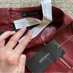 ZARA  Red Vegan Leather Midi Skirt Medium Photo 4