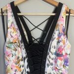 Bebe Vintage  Y2K Lace Up Bodycon Mini Dress Women's Small Multicolor Floral Photo 6