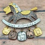 Liz Claiborne Tri Color Brooch Rocking Horse Pin Los Animales Baby Shower Mother Photo 9
