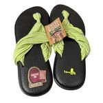 Sanuk Women's Size 10 Yoga Mat Sling 2 Yellow Stripe Flip Flops Sandals SWS10001 Photo 1