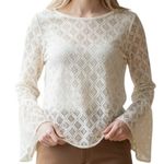 The Limited ‎ Ivory Open Lace  Crochet Belled Sleeve Top NWOT Size  XS Photo 0