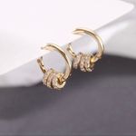 14K Gold Plated Three Rings Small Hoop Earrings for Women Photo 0