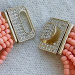 Vintage gold plated with Coral Pink Glass breads Necklace Photo 4