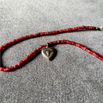 Artisan Vintage Red Shubes Manufacturing Inc Sterling Silver Heart Bull Pendant Necklace Photo 7