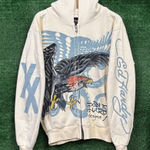 Ed Hardy x Machine Gun Kelly Lost Americana MGK Oversized Zip-Up Hoodie Small Photo 0