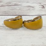 Vintage Clip On Earrings Mustard Yellow Elongated Hoops Photo 2
