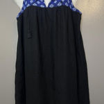 Old Navy  Dress Womens Large Black Blue Embroidered Sleeveless Boho Linen Blend Photo 0