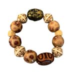 Hand Crafted Wood Beaded Earth Natural Tones Stretch Bracelet Brown Photo 3