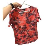 Banana Republic Size Small Coral Navy Blue top blouse short sleeve floral shirt Photo 0