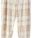 Aerie New Plaid Snowed In Fleece Joggers Sherpa Lounge Pants Beige Size Small Photo 14