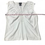 Rafaella Vintage  Sleeveless Beaded‎ Crochet Trim Top Photo 6