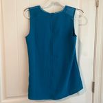 Soft Surroundings  Sapphire Blue Pleated Zip Up Lace Collar Blouse NWT Sz Small Photo 4