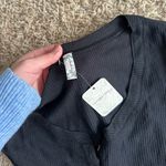 Free People  Black Ribbed Long Sleeve Henley Bodysuit Photo 3