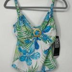 Coco reef BLUE WHITE & GREEN LINGERIE TWIST TANKINI SIZE 32C Photo 0