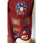 Erika VTG Ugly Christmas Sweater Vest Red Size LG Embellished Zip Embroidered Photo 4