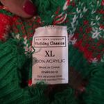 Christmas Distressed Edge Sweater Size XL V Neck Holiday Party Grunge Torn Worn Green Photo 5