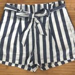 Linen Lux Striped Paper Bag Shorts Photo 0