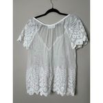 Abercrombie & Fitch Top Womens Small Lace Embroidered Floral Mesh White Boho Photo 4