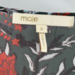 Maje  Paris Green Floral Lo Fleur Crepe Georgette Top Sheer Smocked Blouse Large Photo 3