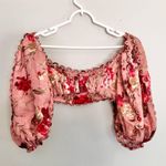 Zimmermann Cassia Cropped Scalloped Floral Print linen Top size 1 Photo 4