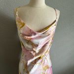 Forever 21 Pink & Gold Marble Satin‎ Slip Dress Size Medium NWT cowl neck Photo 1