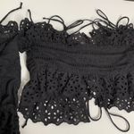 For Love & Lemons Anabelle Eyelet Crop Top Women's XS in Black Photo 10