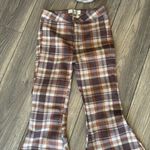 Free People  just float on by brown plaid super flared pants Photo 1