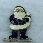Christmas Santa On Ice Skates Jewelry Pin Brooch Articulated Moving Legs Enamel Photo 2