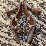 Amina Muaddi  Lily Crystal Flower Denim Slide Sandals size 40 Photo 2