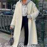 ZARA Women Double Breasted Textured Coat Oyster White Photo 2