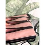 New York Pastel Pink Black Faux Leather Multi Zipper Pocket Shoulder Purse Bag Photo 2