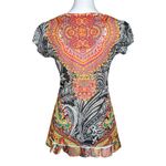 Y2K Multicolor Embellished Paisley Going Out Top. Sz S Burnout Hippie Boho Retro Orange Photo 4