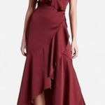 EXPRESS deep purple eggplant hi-lo wrap maxi dress with ruffle details and adjustable straps — Size XS Photo 0