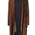 Amanda Smith Vintage Amanda Cardigan Womens XL Orange Brown Stripe Fall Open Front Side Slits Photo 0