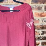 West 36th Maroon Red Embroidered Long Sleeve Tunic Top Women's Size Small Photo 1