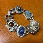 VINTAGE Sarah Coventry Silver Tone Faux Gemstone Cabochon Panel Bracelet Photo 0