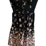 No Boundaries  Juniors L Black Floral Strapless Mini Dress Smocked Button-Front​ Photo 0