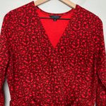 Lands' End Dress Womens Large Red Jersey Faux Wrap Graphic Print Career Office Photo 3