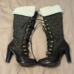 Michael Kors sz6.5 lace up brown leather boots w/removable faux fur tops EUC Photo 1